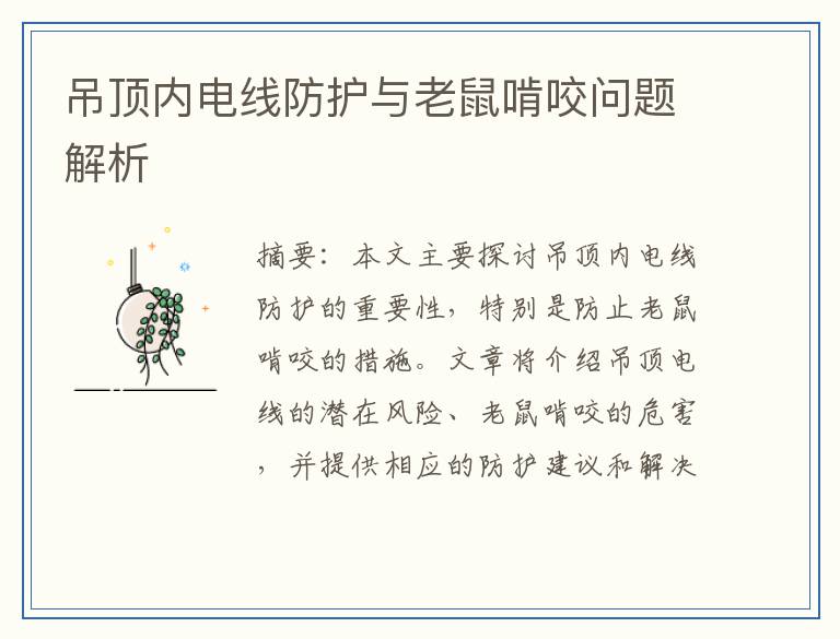 吊顶内电线防护与老鼠啃咬问题解析